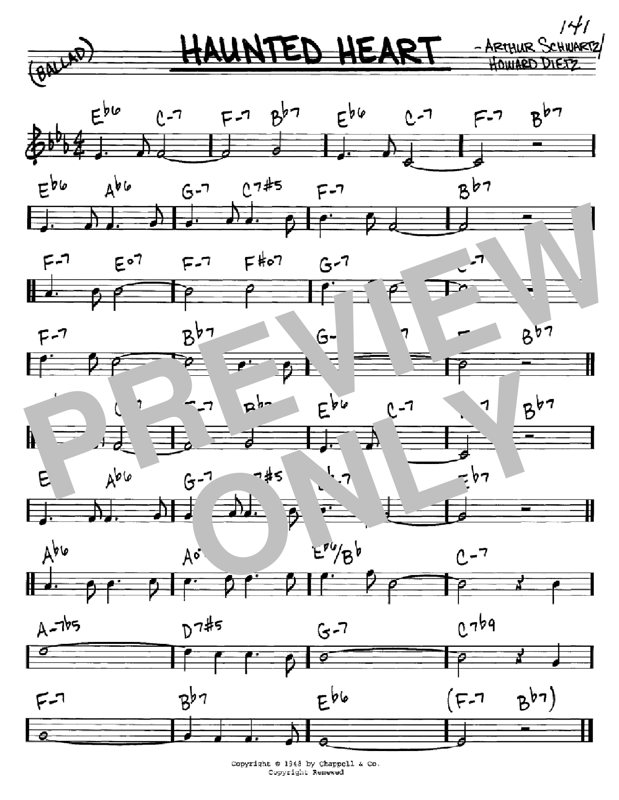 Frank Sinatra Haunted Heart Sheet Music Notes & Chords for Real Book - Melody, Lyrics & Chords - C Instruments - Download or Print PDF