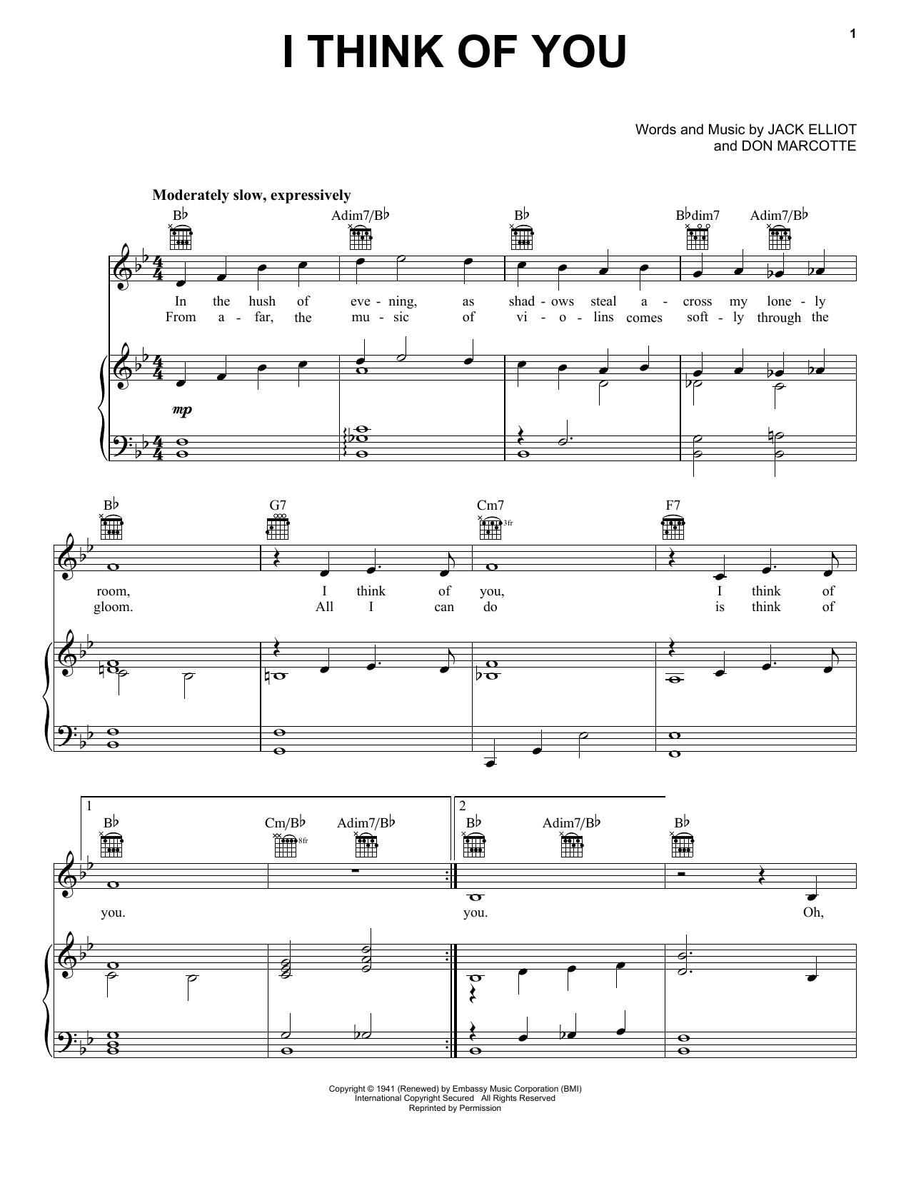 Frank Sinatra I Think Of You Sheet Music Notes & Chords for Real Book – Melody & Chords - Download or Print PDF