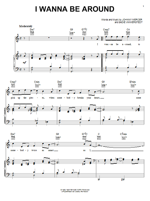Frank Sinatra I Wanna Be Around Sheet Music Notes & Chords for Piano, Vocal & Guitar (Right-Hand Melody) - Download or Print PDF
