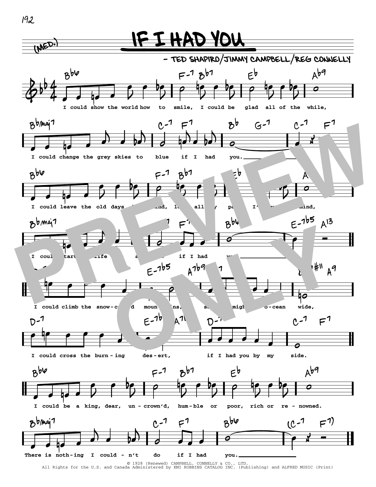 Frank Sinatra If I Had You (High Voice) Sheet Music Notes & Chords for Real Book – Melody, Lyrics & Chords - Download or Print PDF