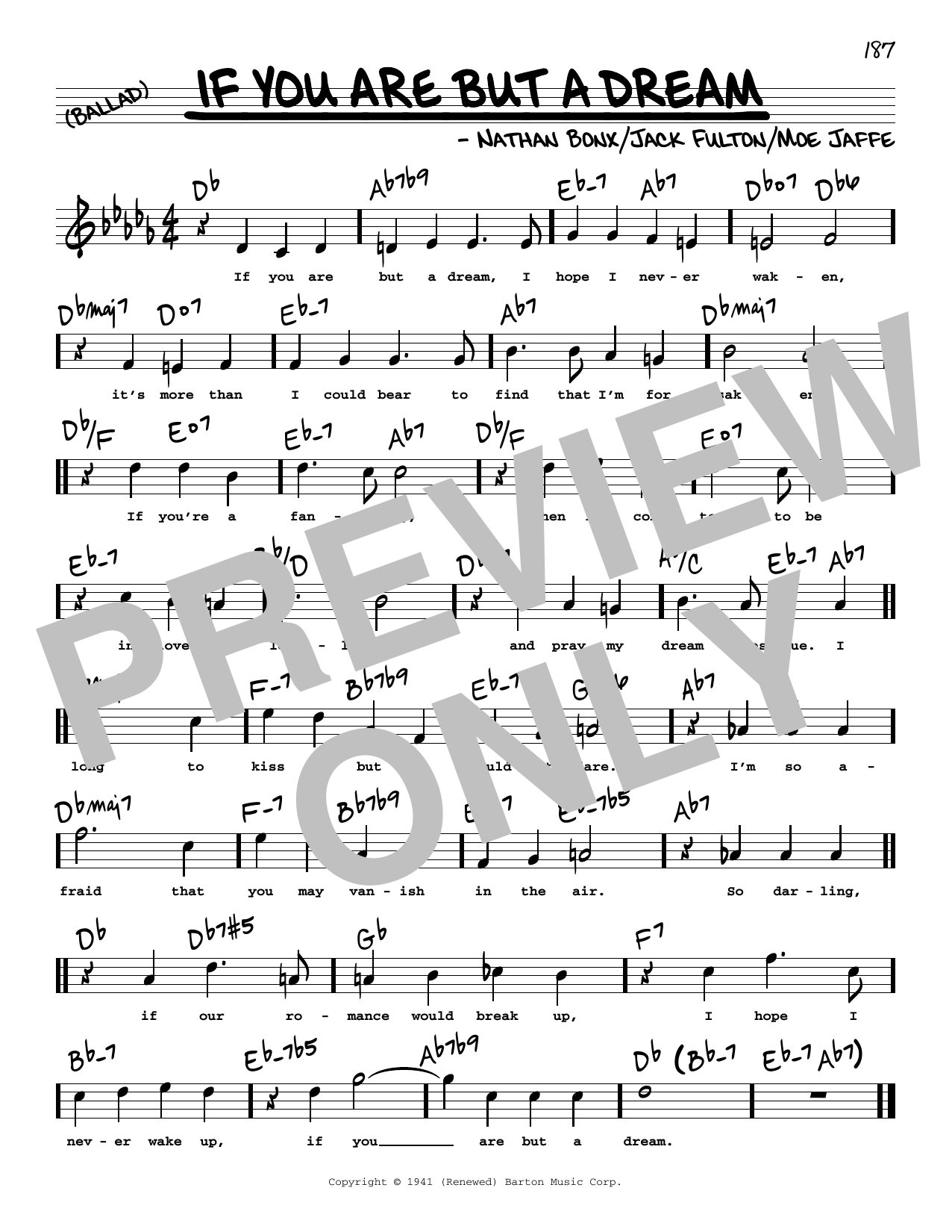 Frank Sinatra If You Are But A Dream (High Voice) Sheet Music Notes & Chords for Real Book – Melody, Lyrics & Chords - Download or Print PDF