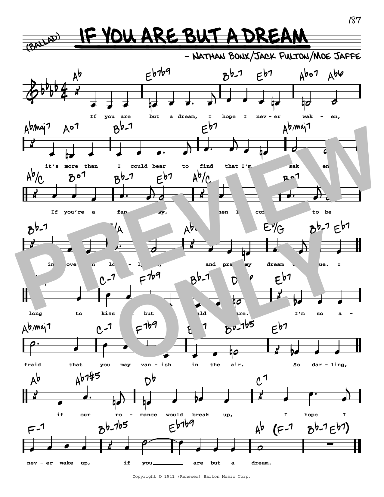 Frank Sinatra If You Are But A Dream (Low Voice) Sheet Music Notes & Chords for Real Book – Melody, Lyrics & Chords - Download or Print PDF