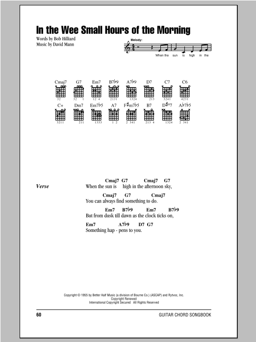 Frank Sinatra In The Wee Small Hours Of The Morning Sheet Music Notes & Chords for Piano, Vocal & Guitar (Right-Hand Melody) - Download or Print PDF