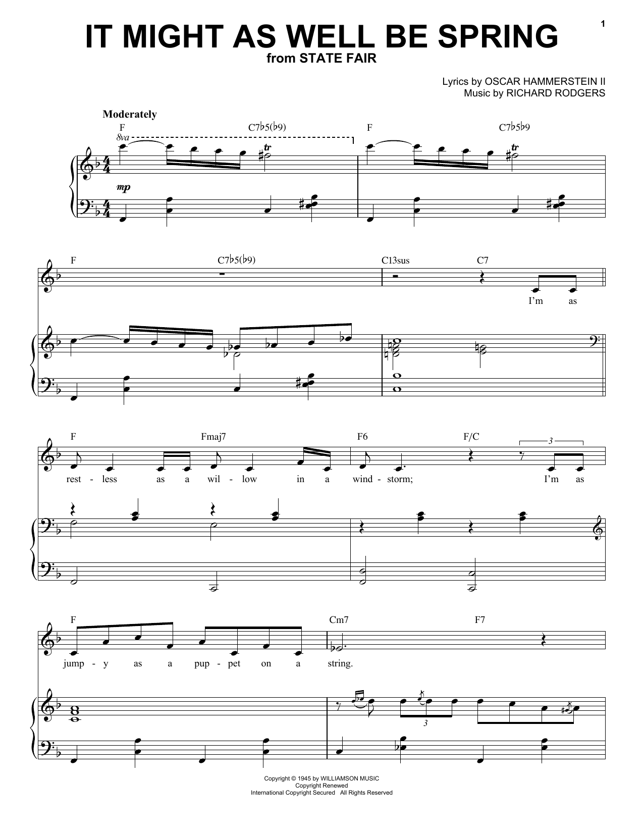 Frank Sinatra It Might As Well Be Spring Sheet Music Notes & Chords for Piano & Vocal - Download or Print PDF
