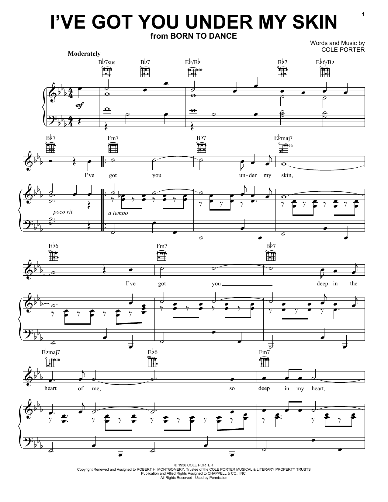Frank Sinatra I've Got You Under My Skin Sheet Music Notes & Chords for Piano & Vocal - Download or Print PDF