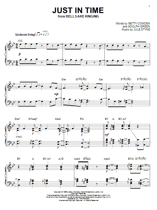 Frank Sinatra Just In Time (arr. Brent Edstrom) Sheet Music Notes & Chords for Piano - Download or Print PDF