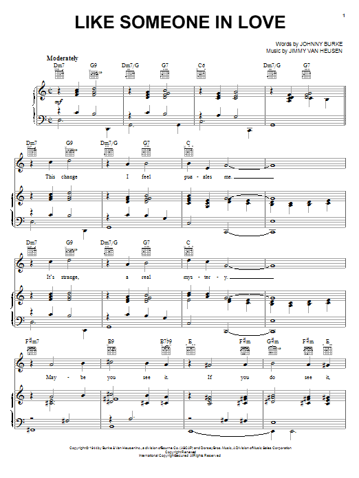Frank Sinatra Like Someone In Love Sheet Music Notes & Chords for Piano, Vocal & Guitar (Right-Hand Melody) - Download or Print PDF
