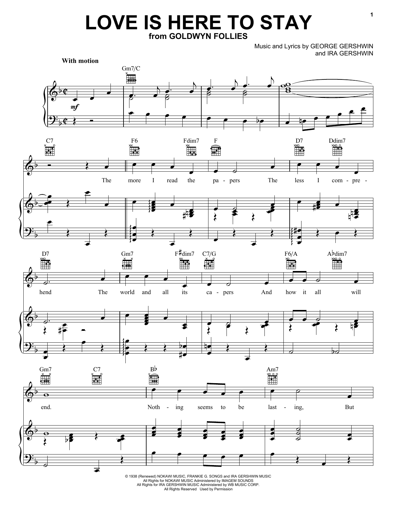 Frank Sinatra Love Is Here To Stay Sheet Music Notes & Chords for Piano, Vocal & Guitar (Right-Hand Melody) - Download or Print PDF