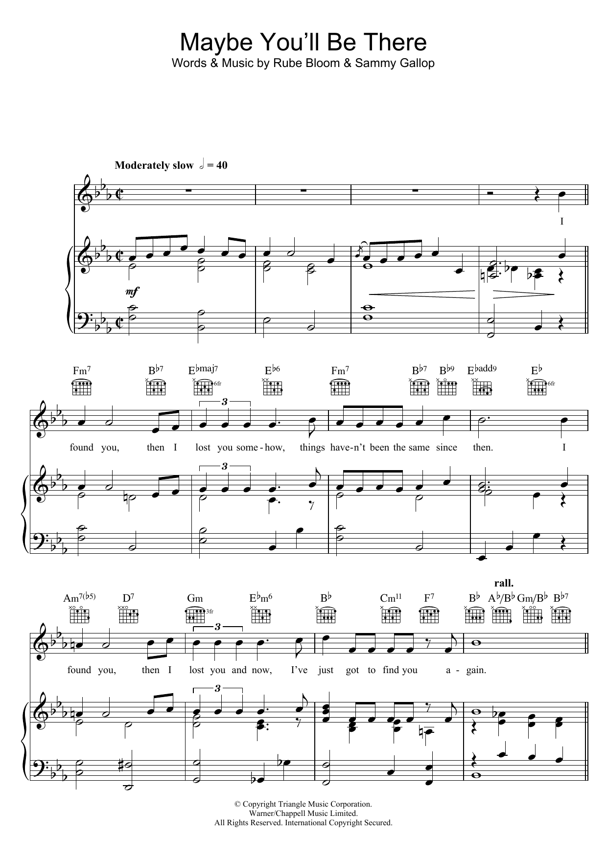 Frank Sinatra Maybe You'll Be There Sheet Music Notes & Chords for Piano, Vocal & Guitar (Right-Hand Melody) - Download or Print PDF