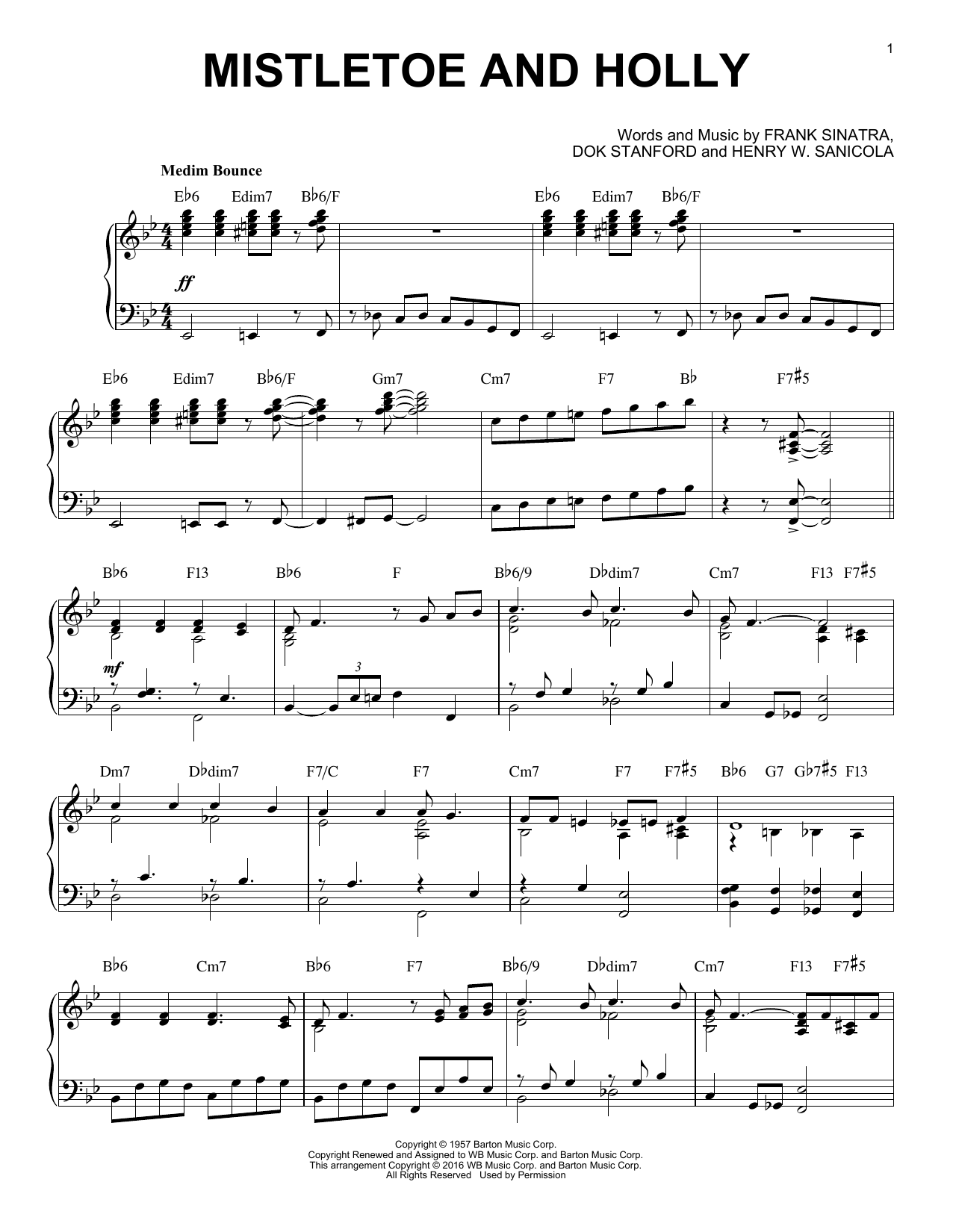 Frank Sinatra Mistletoe And Holly [Jazz version] (arr. Brent Edstrom) Sheet Music Notes & Chords for Piano - Download or Print PDF