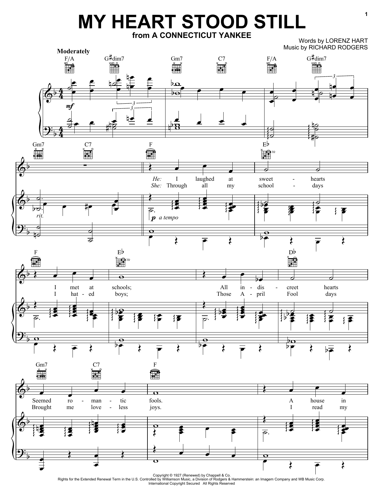 Frank Sinatra My Heart Stood Still Sheet Music Notes & Chords for Piano, Vocal & Guitar (Right-Hand Melody) - Download or Print PDF