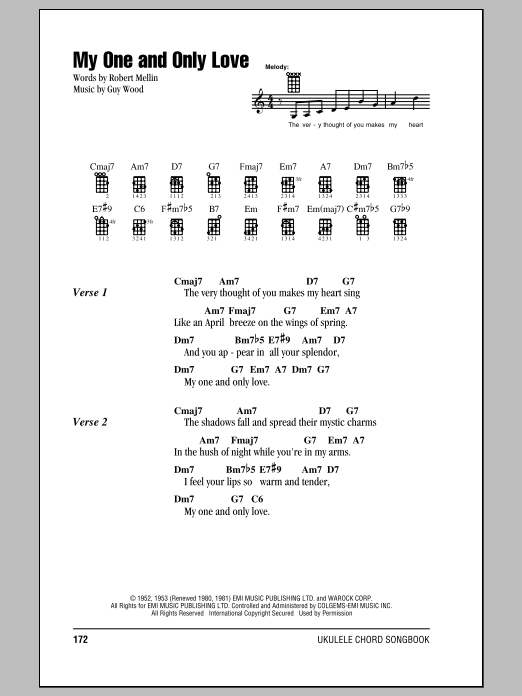 Frank Sinatra My One And Only Love Sheet Music Notes & Chords for Ukulele Chords/Lyrics - Download or Print PDF