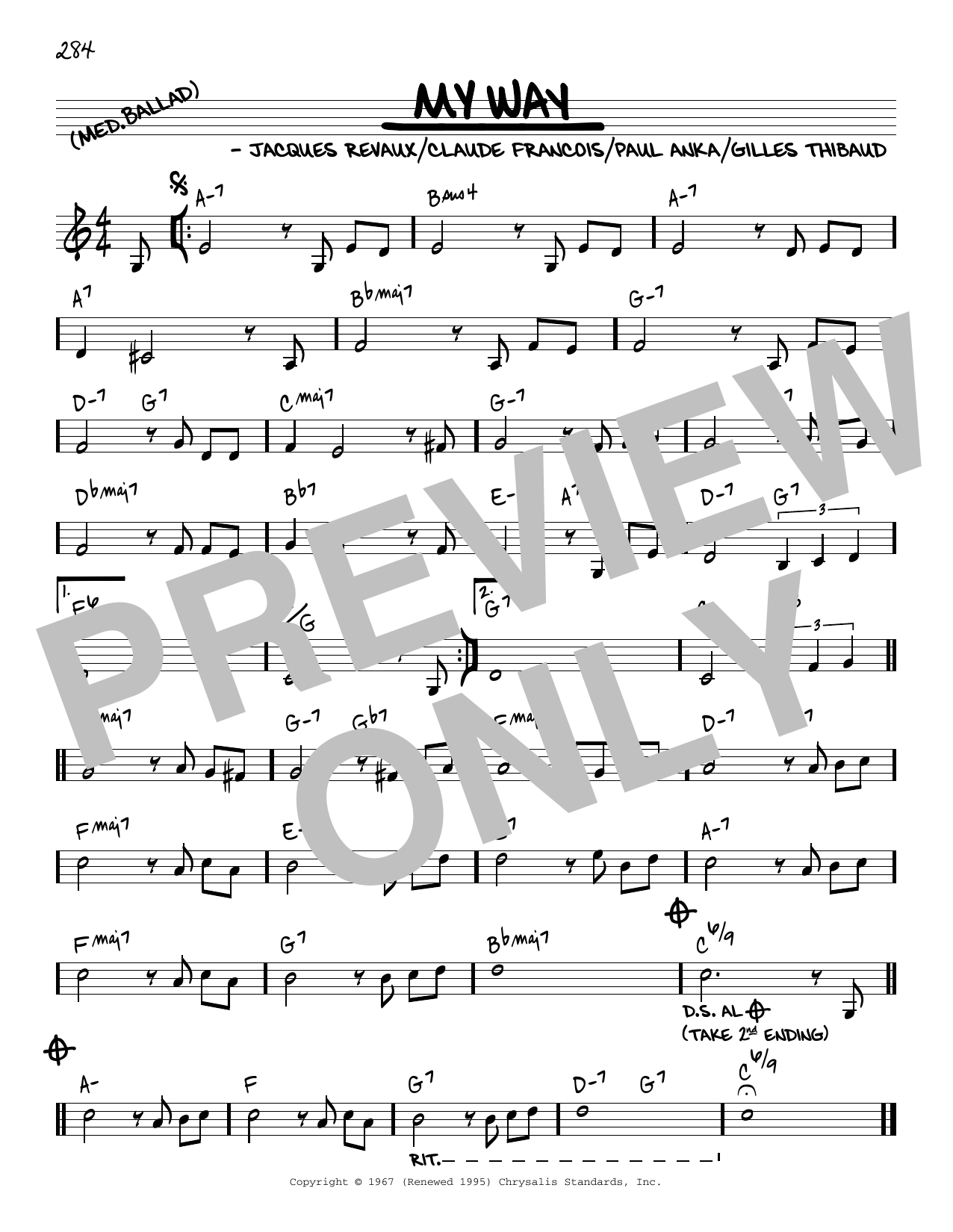 Frank Sinatra My Way [Reharmonized version] (arr. Jack Grassel) Sheet Music Notes & Chords for Real Book – Melody & Chords - Download or Print PDF