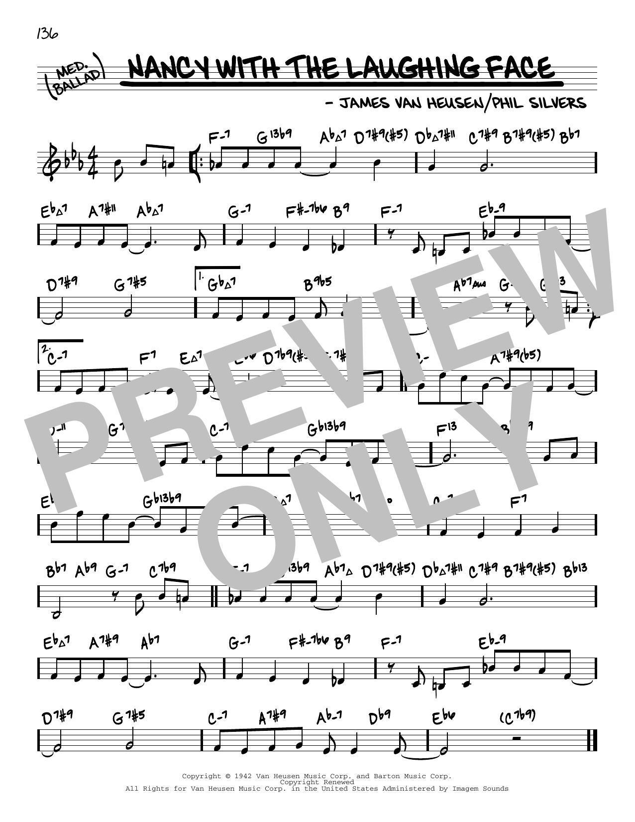 Frank Sinatra Nancy With The Laughing Face (arr. David Hazeltine) Sheet Music Notes & Chords for Real Book – Enhanced Chords - Download or Print PDF