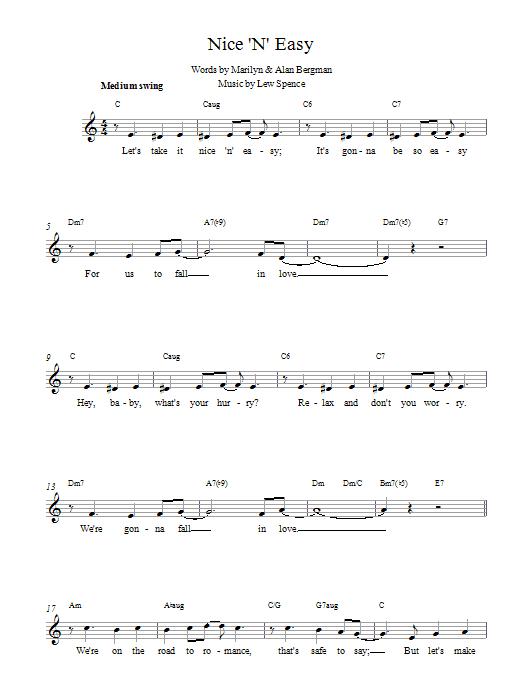 Lew Spence Nice 'N' Easy Sheet Music Notes & Chords for Melody Line, Lyrics & Chords - Download or Print PDF