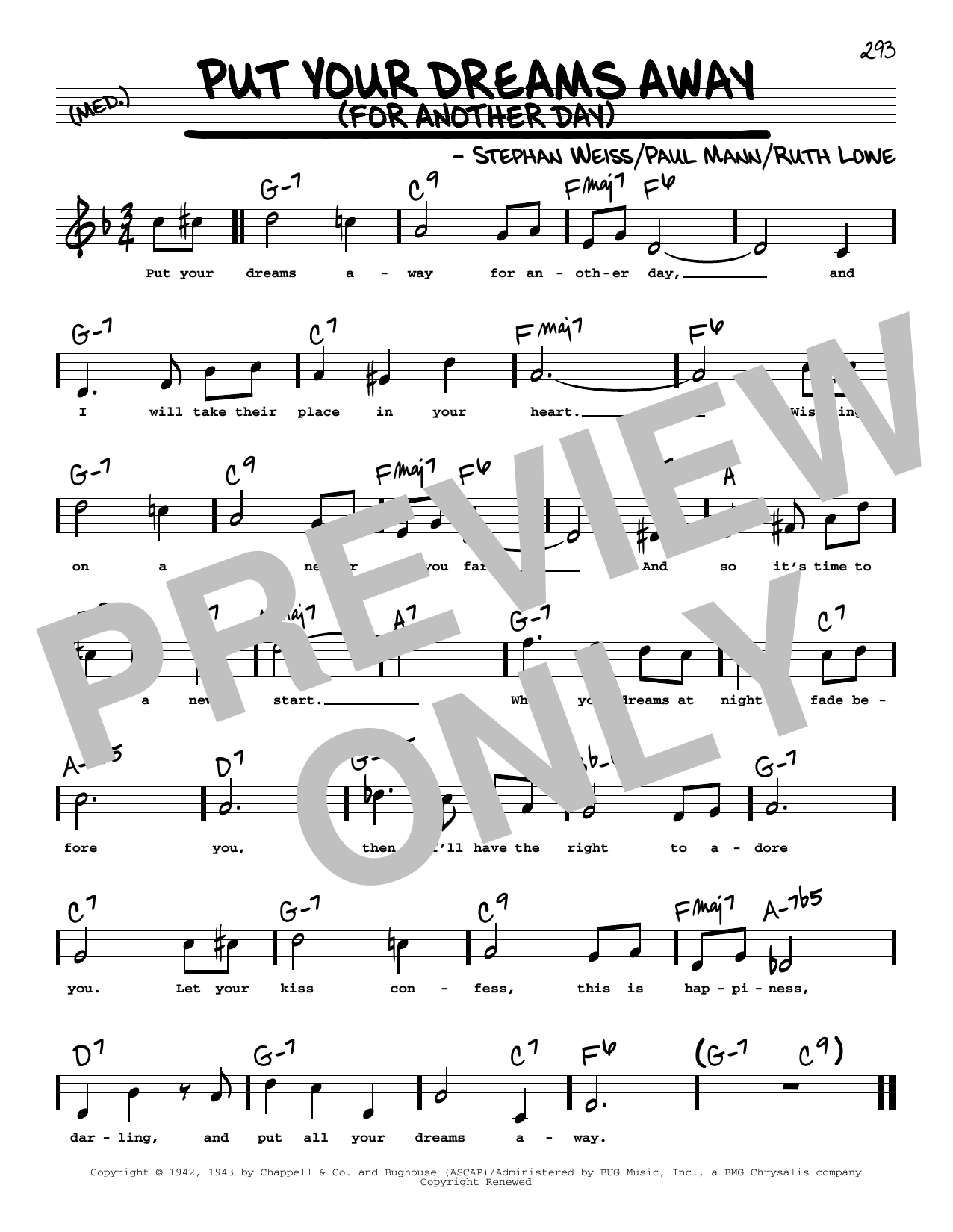 Frank Sinatra Put Your Dreams Away (For Another Day) (High Voice) Sheet Music Notes & Chords for Real Book – Melody, Lyrics & Chords - Download or Print PDF