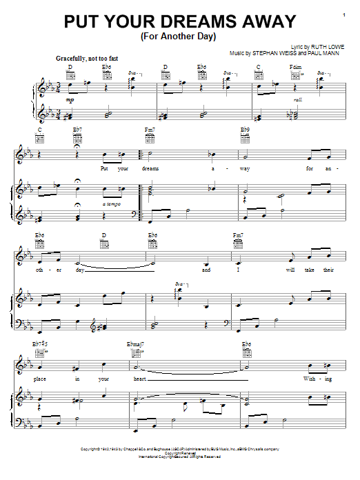 Frank Sinatra Put Your Dreams Away (For Another Day) Sheet Music Notes & Chords for Violin - Download or Print PDF