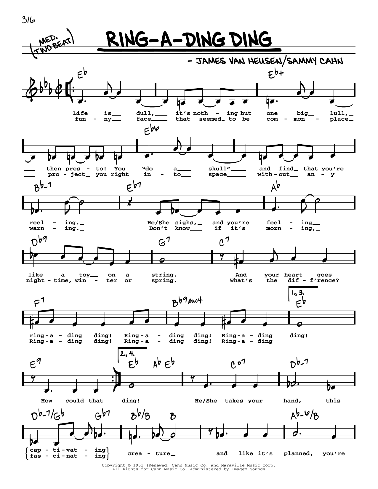 Frank Sinatra Ring-A-Ding Ding (Low Voice) Sheet Music Notes & Chords for Real Book – Melody, Lyrics & Chords - Download or Print PDF