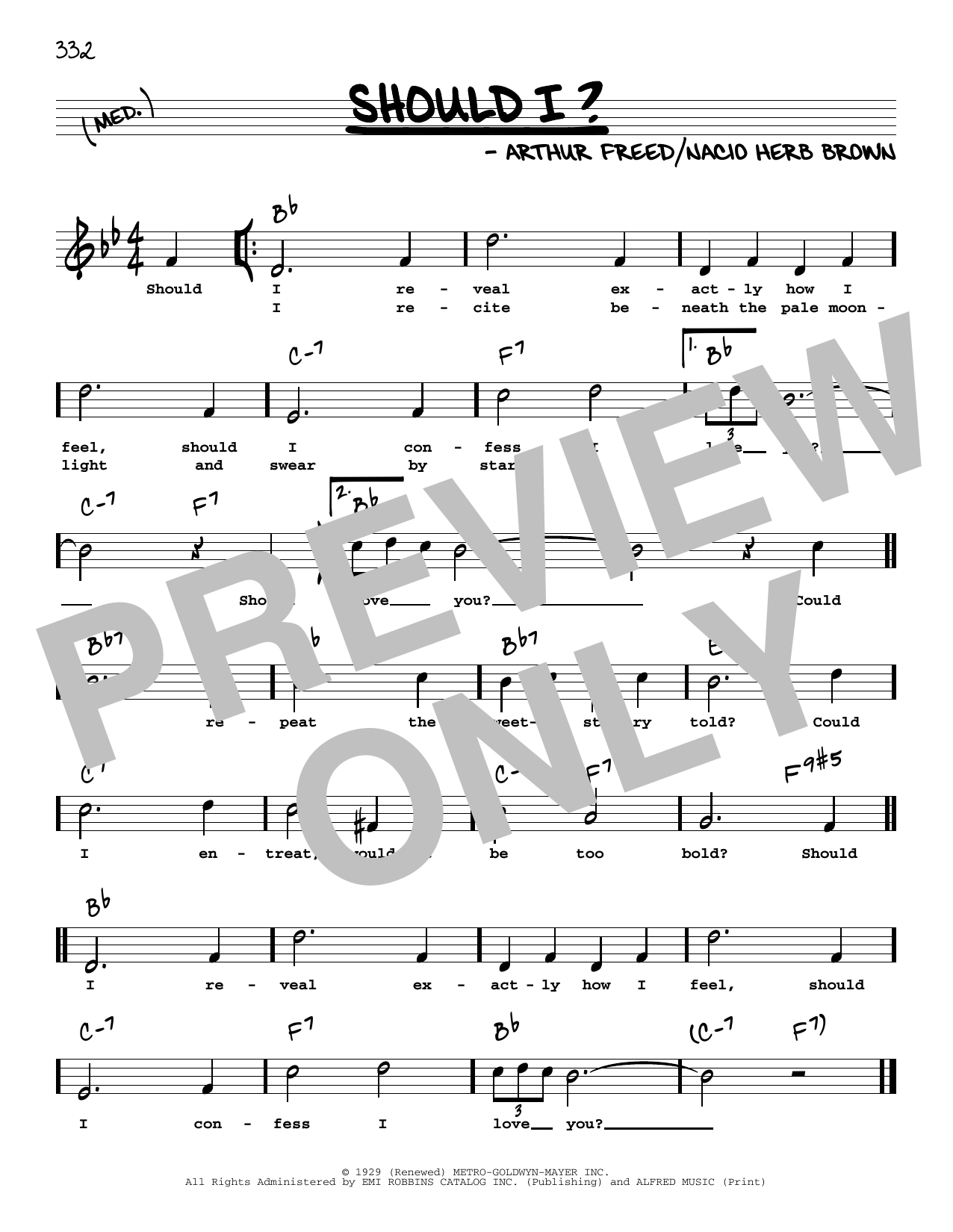 Frank Sinatra Should I? (High Voice) Sheet Music Notes & Chords for Real Book – Melody, Lyrics & Chords - Download or Print PDF
