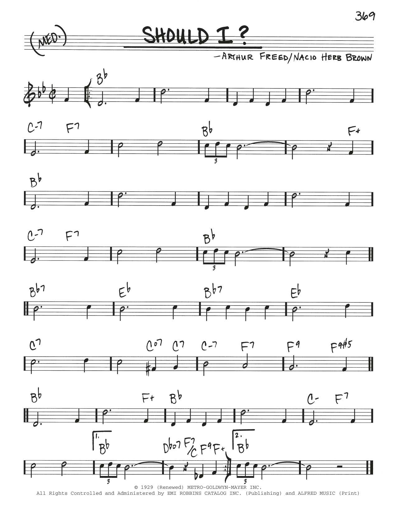 Frank Sinatra Should I? Sheet Music Notes & Chords for Real Book – Melody & Chords - Download or Print PDF