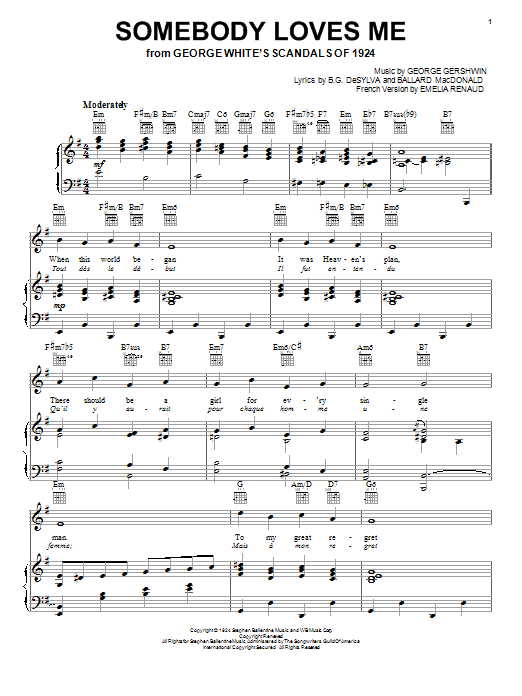 Frank Sinatra Somebody Loves Me Sheet Music Notes & Chords for Piano & Vocal - Download or Print PDF