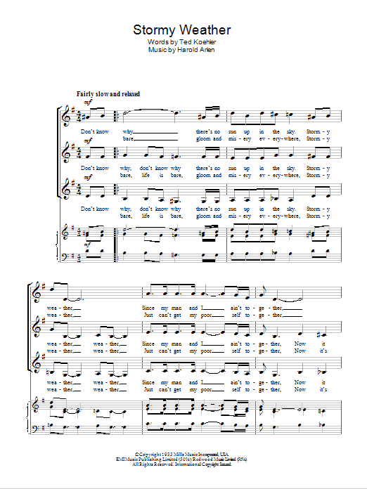 Frank Sinatra Stormy Weather Sheet Music Notes & Chords for SSA - Download or Print PDF