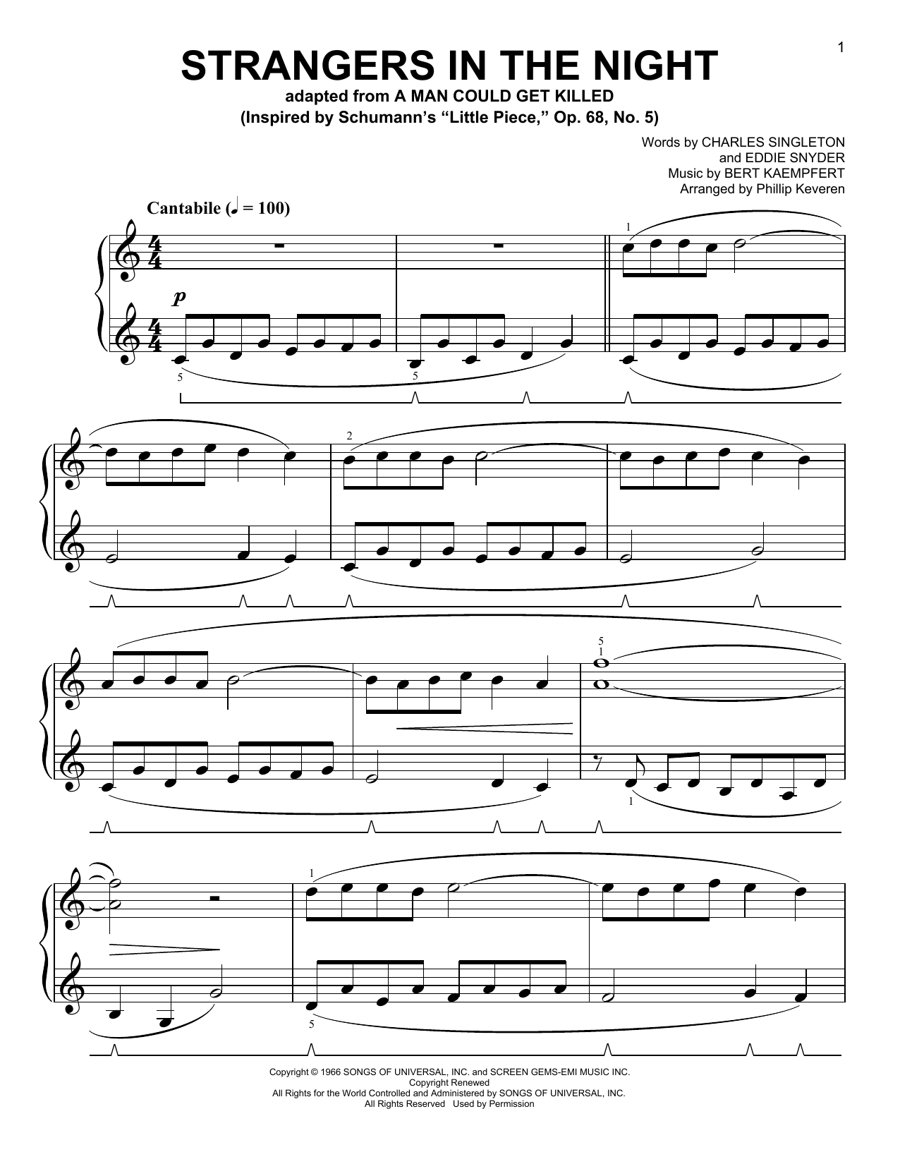 Frank Sinatra Strangers In The Night [Classical version] (arr. Phillip Keveren) Sheet Music Notes & Chords for Easy Piano - Download or Print PDF