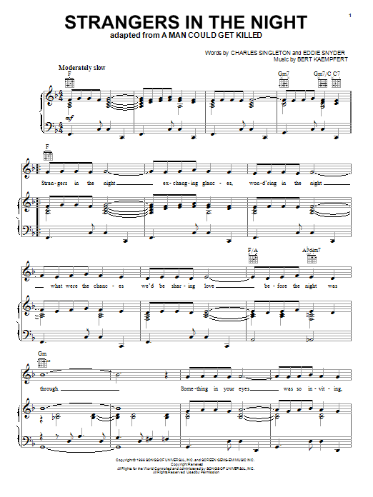 Frank Sinatra Strangers In The Night Sheet Music Notes & Chords for Keyboard - Download or Print PDF