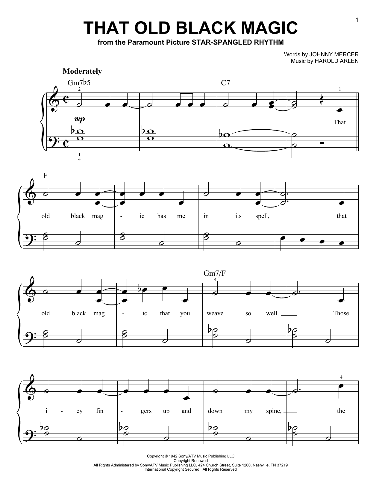 Frank Sinatra That Old Black Magic Sheet Music Notes & Chords for Piano Chords/Lyrics - Download or Print PDF