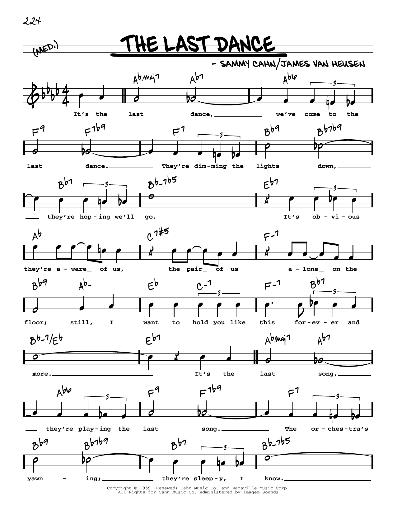 Frank Sinatra The Last Dance (High Voice) Sheet Music Notes & Chords for Real Book – Melody, Lyrics & Chords - Download or Print PDF