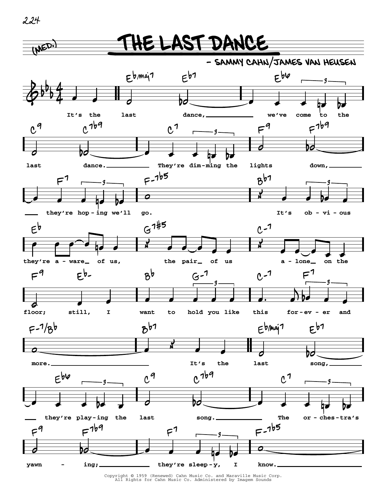 Frank Sinatra The Last Dance (Low Voice) Sheet Music Notes & Chords for Real Book – Melody, Lyrics & Chords - Download or Print PDF