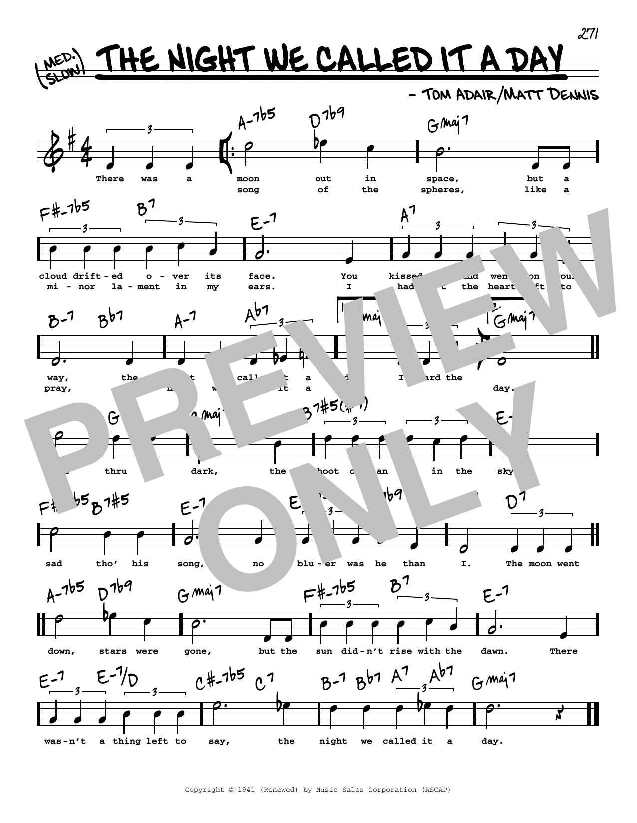 Frank Sinatra The Night We Called It A Day (High Voice) Sheet Music Notes & Chords for Real Book – Melody, Lyrics & Chords - Download or Print PDF