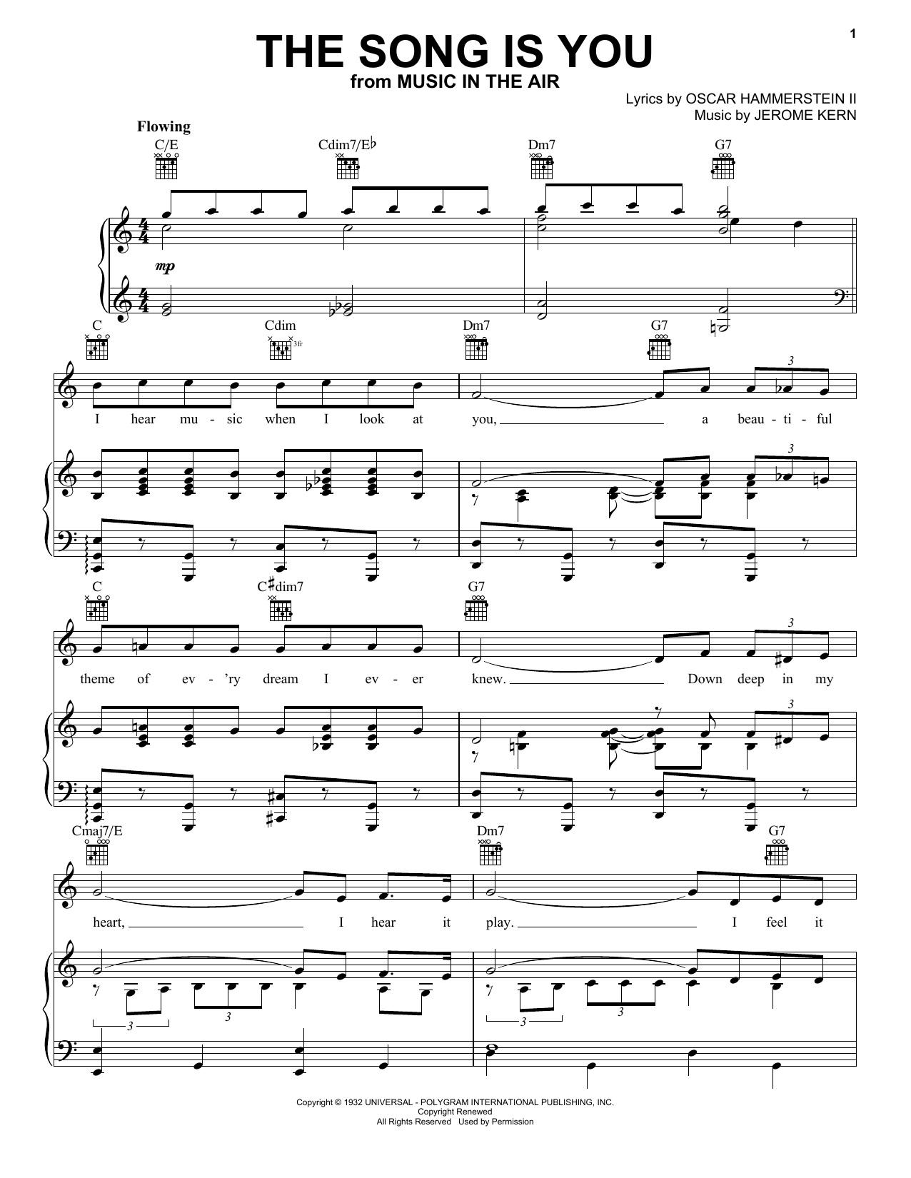 Frank Sinatra The Song Is You Sheet Music Notes & Chords for Piano, Vocal & Guitar (Right-Hand Melody) - Download or Print PDF