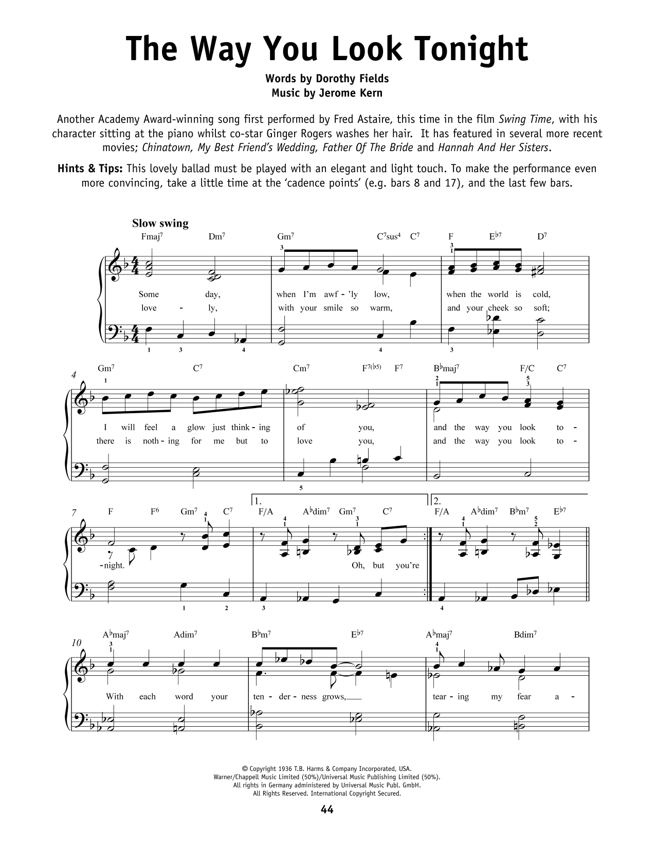 Frank Sinatra The Way You Look Tonight Sheet Music Notes & Chords for Ukulele with strumming patterns - Download or Print PDF