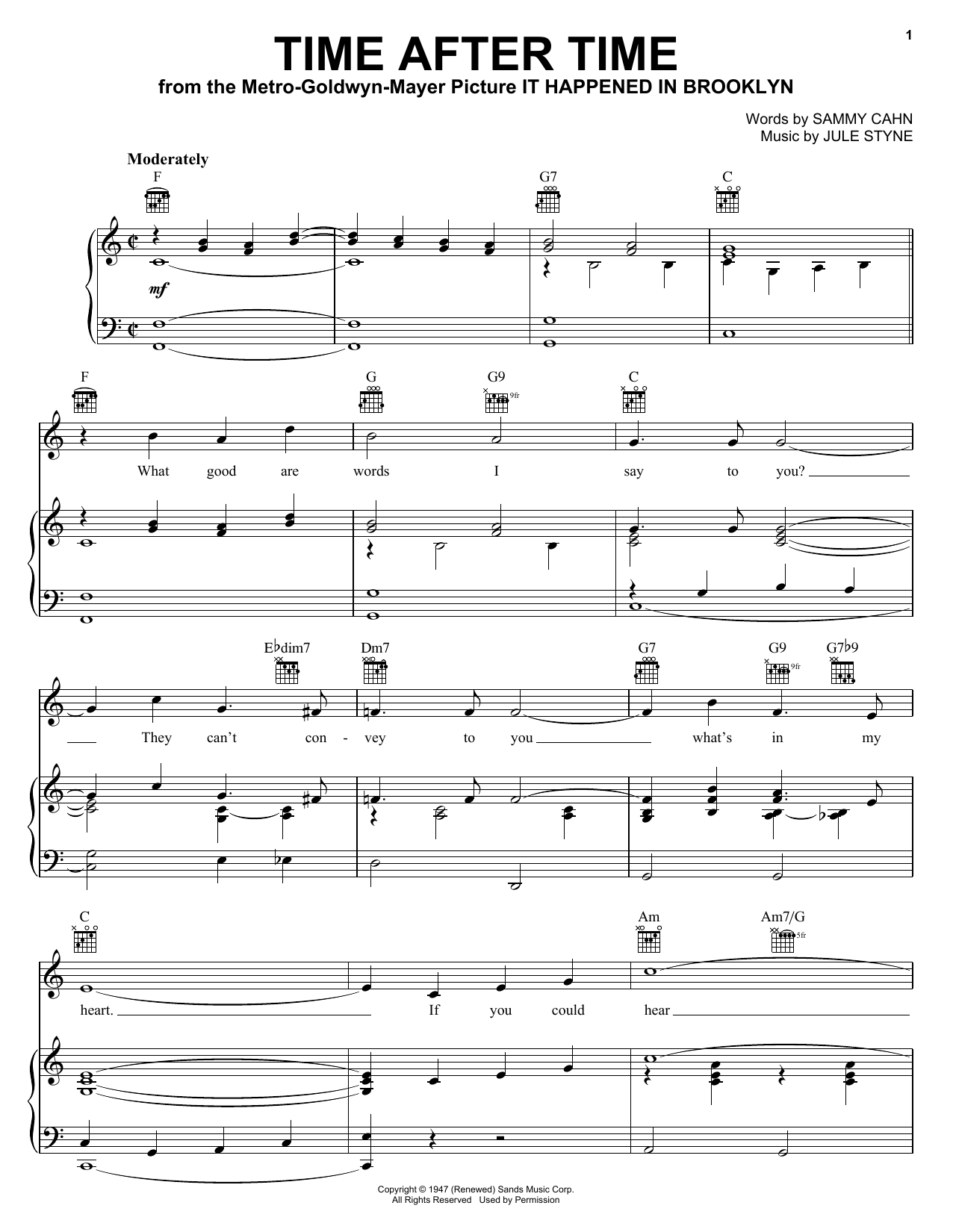 Frank Sinatra Time After Time Sheet Music Notes & Chords for Big Note Piano - Download or Print PDF