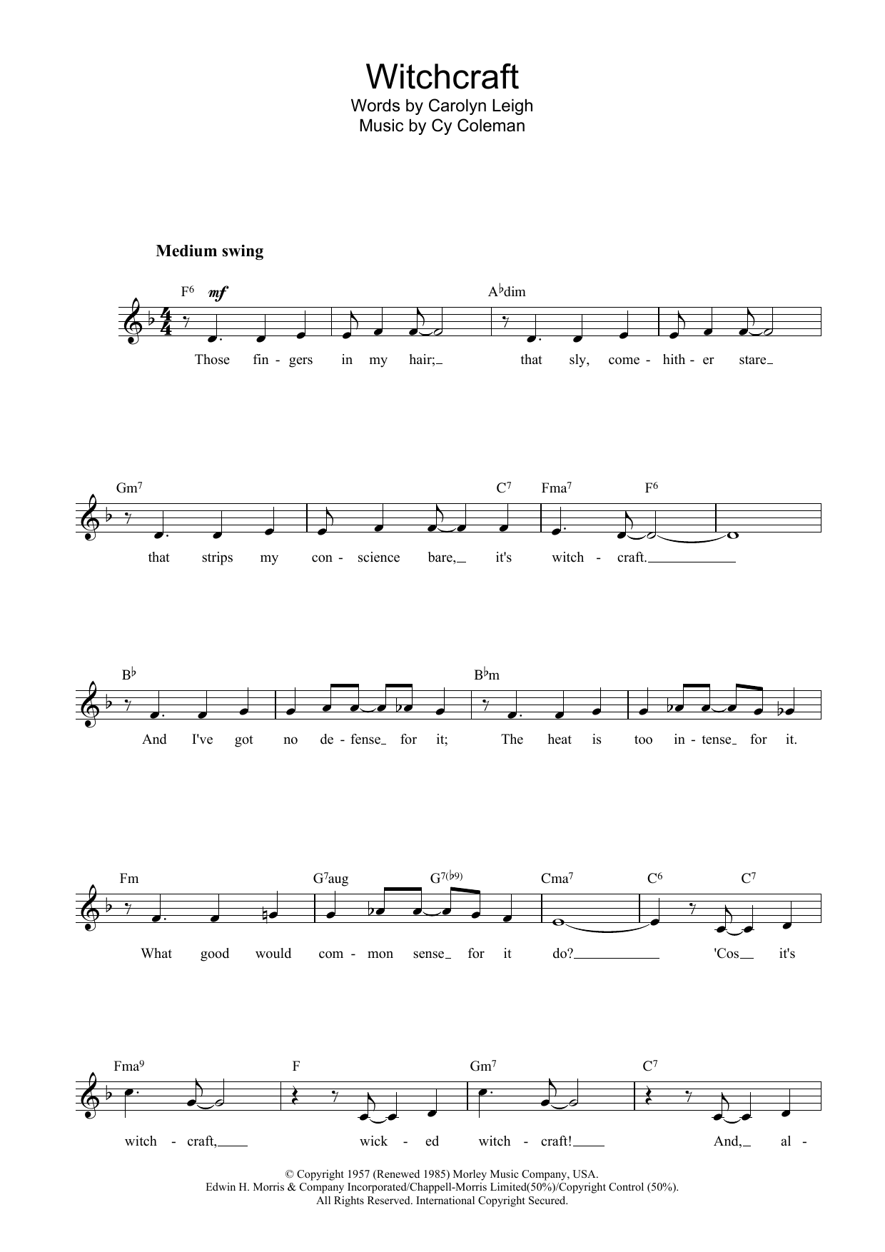 Cy Coleman Witchcraft Sheet Music Notes & Chords for French Horn - Download or Print PDF