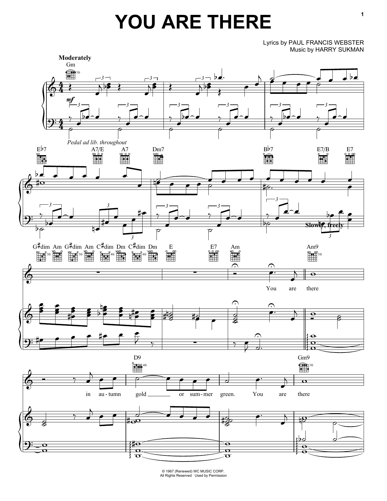 Frank Sinatra You Are There Sheet Music Notes & Chords for Piano, Vocal & Guitar (Right-Hand Melody) - Download or Print PDF