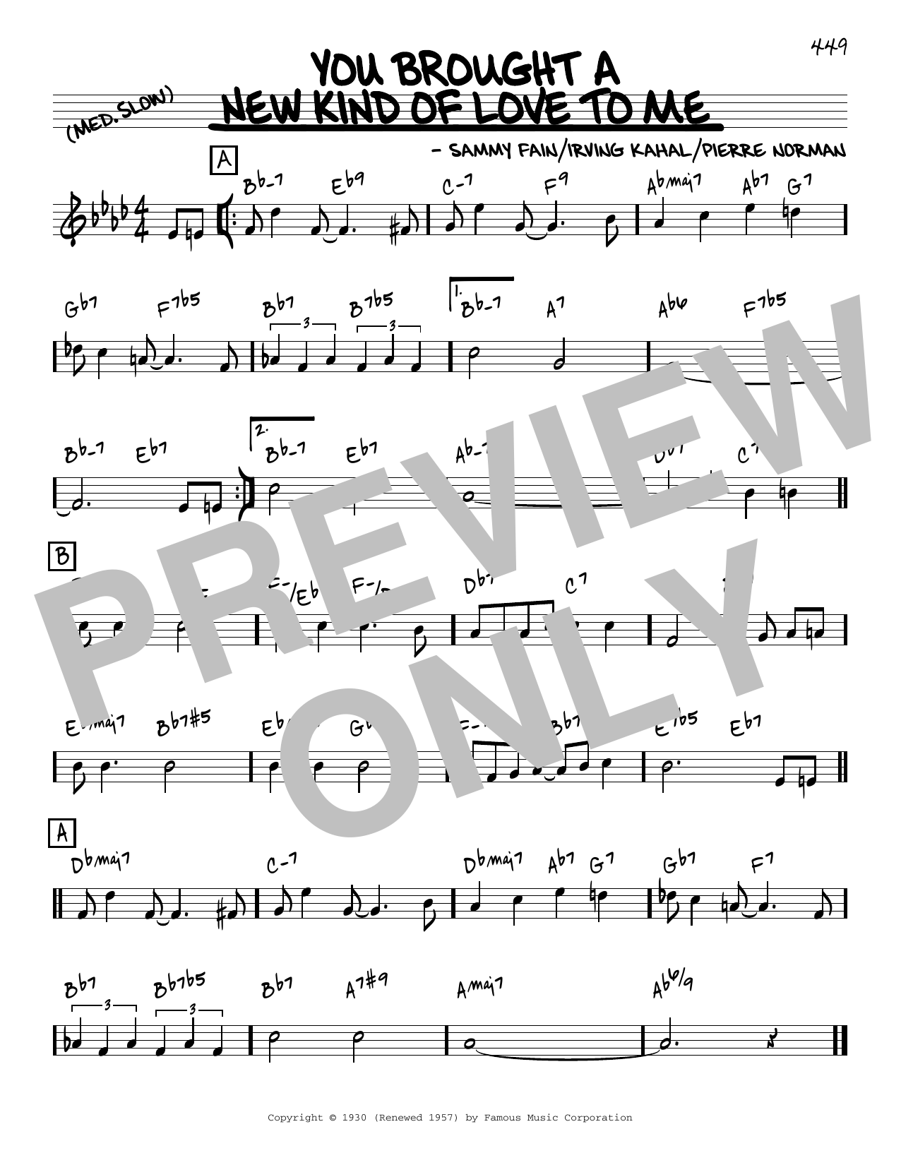 Frank Sinatra You Brought A New Kind Of Love To Me [Reharmonized version] (arr. Jack Grassel) Sheet Music Notes & Chords for Real Book – Melody & Chords - Download or Print PDF