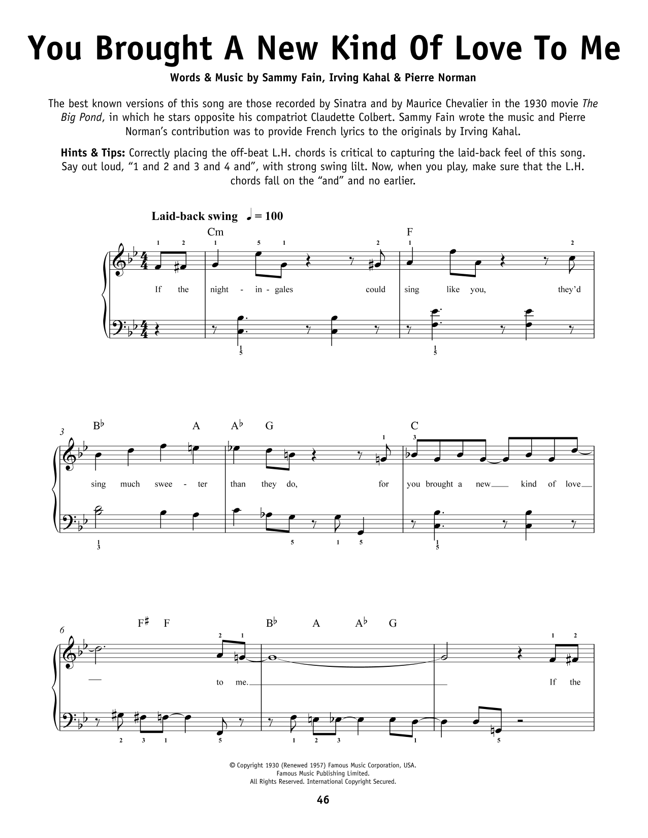 Frank Sinatra You Brought A New Kind Of Love To Me Sheet Music Notes & Chords for Guitar Tab - Download or Print PDF