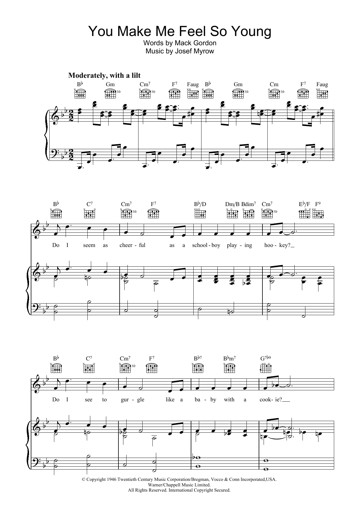 Frank Sinatra You Make Me Feel So Young Sheet Music Notes & Chords for Melody Line, Lyrics & Chords - Download or Print PDF