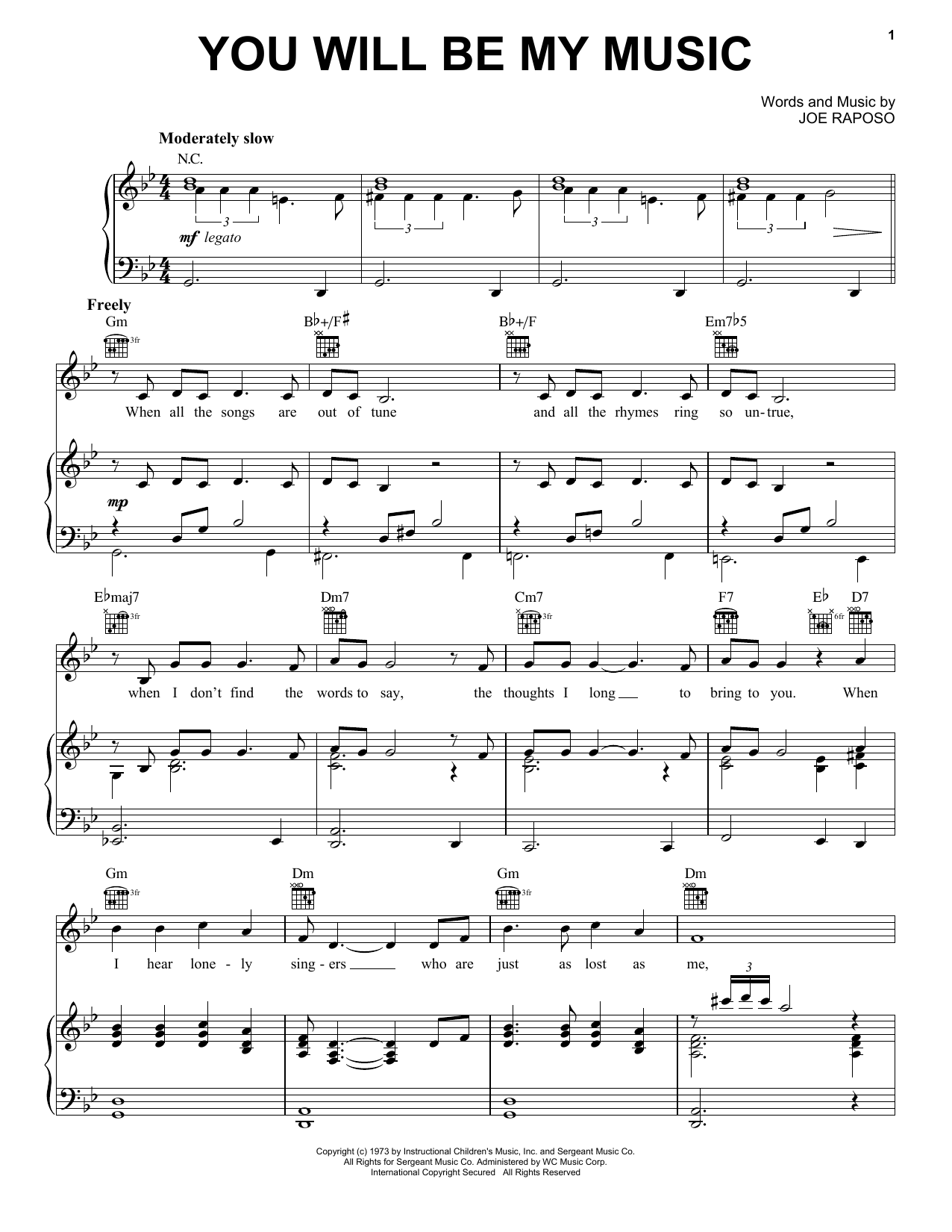 Frank Sinatra You Will Be My Music Sheet Music Notes & Chords for Piano, Vocal & Guitar (Right-Hand Melody) - Download or Print PDF