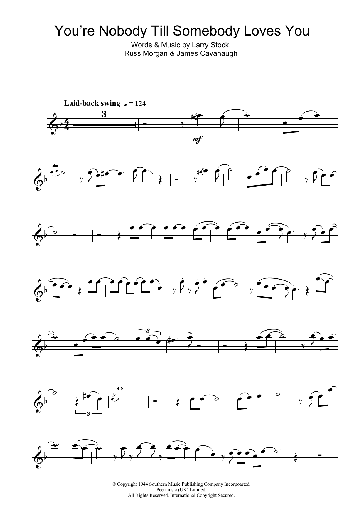 Frank Sinatra You're Nobody Till Somebody Loves You Sheet Music Notes & Chords for Flute - Download or Print PDF