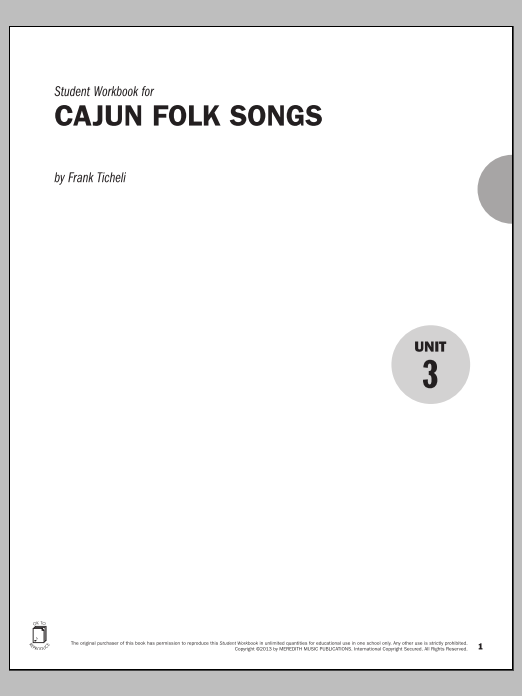 Frank Ticheli Guides to Band Masterworks, Vol. 3 - Student Workbook - Cajun Folk Songs Sheet Music Notes & Chords for Instrumental Method - Download or Print PDF