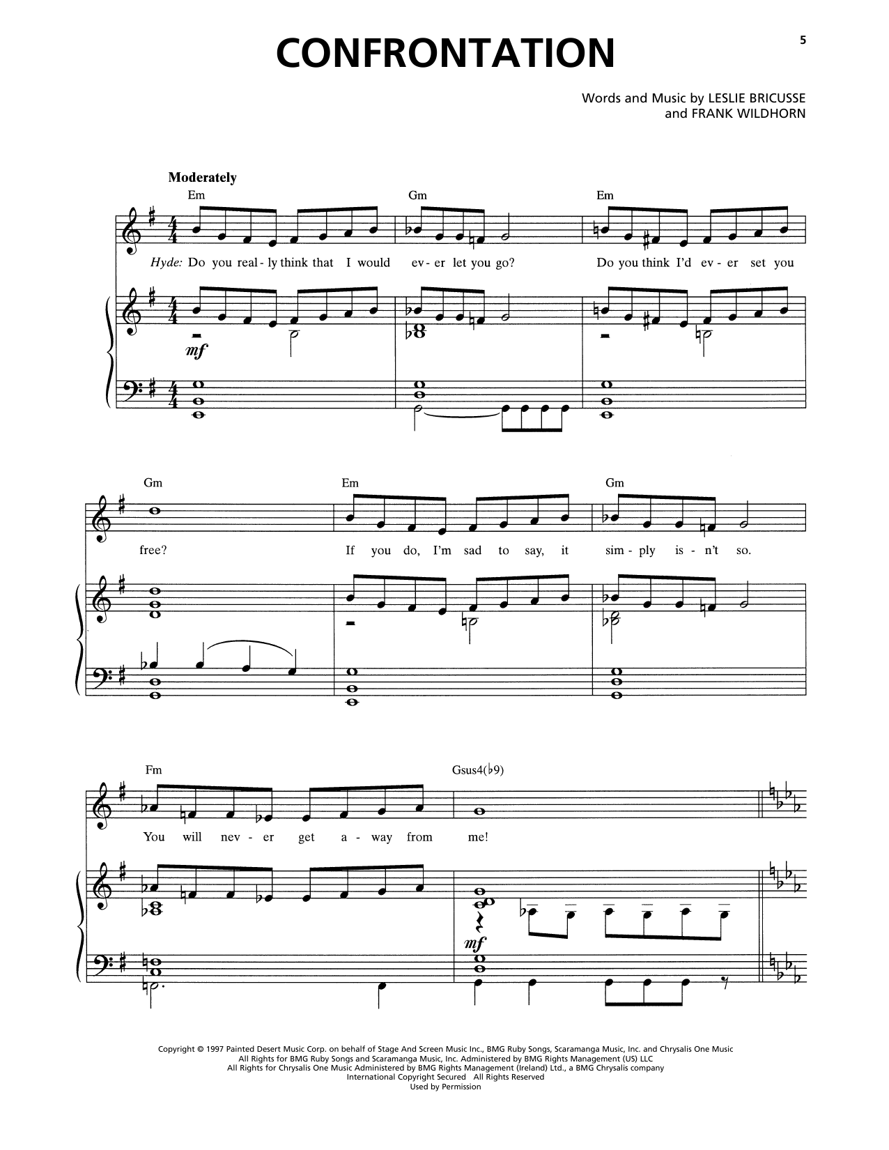 Frank Wildhorn & Leslie Bricusse Confrontation (from Jekyll & Hyde) Sheet Music Notes & Chords for Piano & Vocal - Download or Print PDF