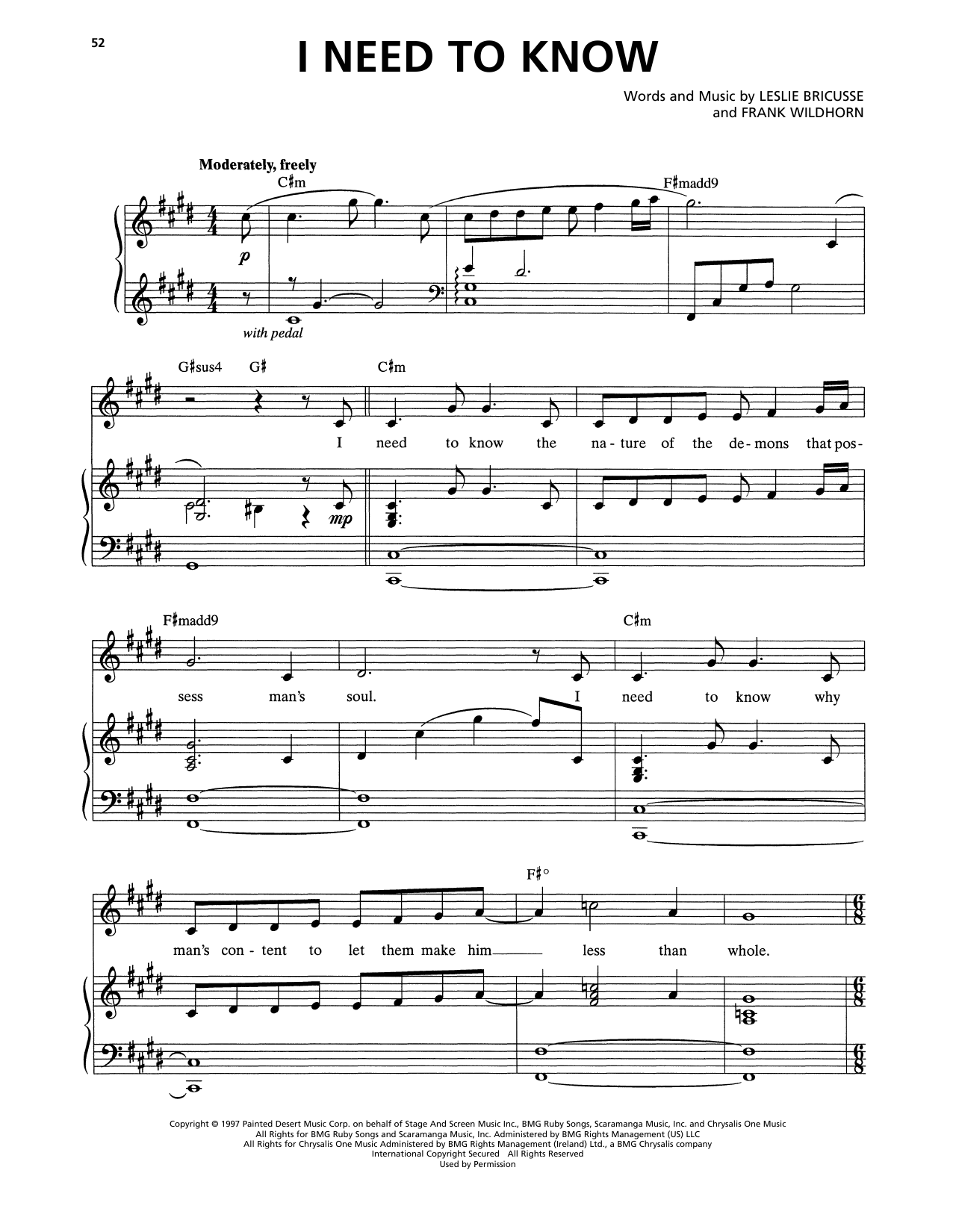 Frank Wildhorn & Leslie Bricusse I Need To Know (from Jekyll & Hyde) (2013 Revival Version) Sheet Music Notes & Chords for Piano & Vocal - Download or Print PDF