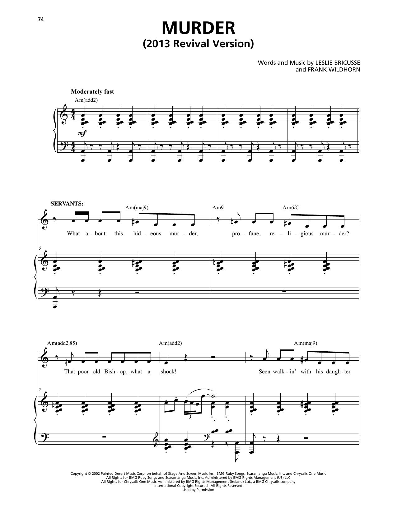 Frank Wildhorn & Leslie Bricusse Murder (from Jekyll & Hyde) (2013 Revival Version) Sheet Music Notes & Chords for Piano & Vocal - Download or Print PDF
