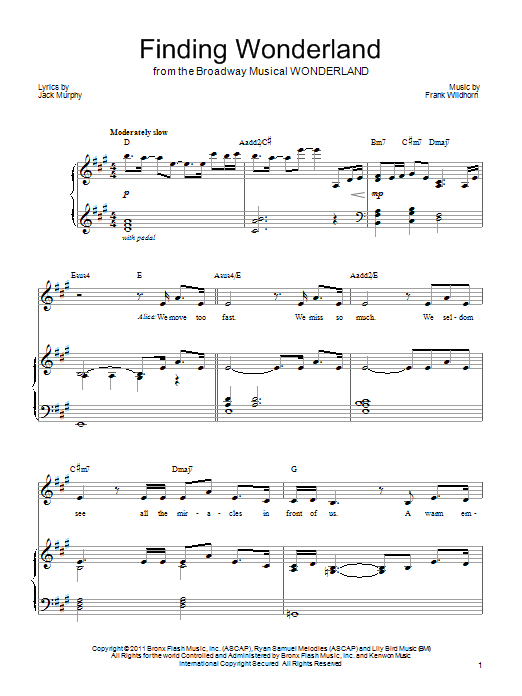 Frank Wildhorn Finding Wonderland Sheet Music Notes & Chords for Piano, Vocal & Guitar (Right-Hand Melody) - Download or Print PDF