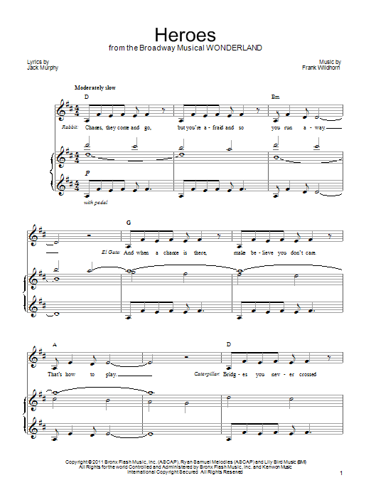 Frank Wildhorn Heroes Sheet Music Notes & Chords for Piano, Vocal & Guitar (Right-Hand Melody) - Download or Print PDF