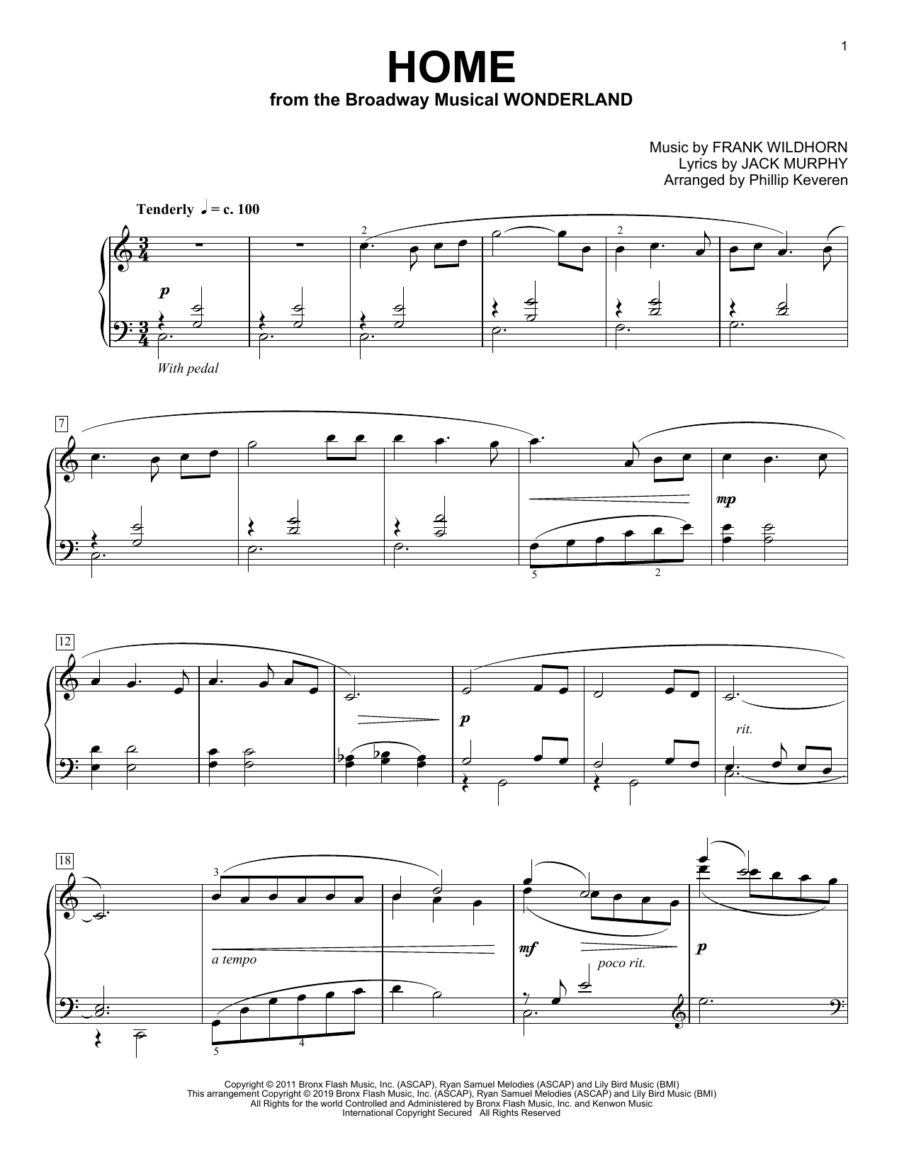 Frank Wildhorn Home [Classical version] (from Wonderland) (arr. Phillip Keveren) Sheet Music Notes & Chords for Piano Solo - Download or Print PDF