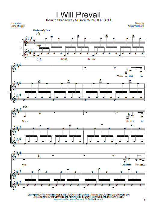Frank Wildhorn I Will Prevail Sheet Music Notes & Chords for Piano, Vocal & Guitar (Right-Hand Melody) - Download or Print PDF